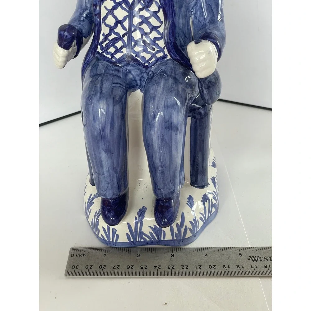 Antique Dutch Delft Blue White‎ Toby Jug Pitcher Figural Seated Man 18th C Style